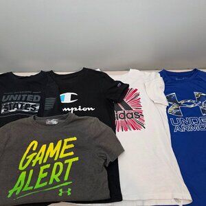 Boy’s Youth lot Of 5 Short sleeve Tee-Shirts Size M 10-12 UA/Champion/Adidas
